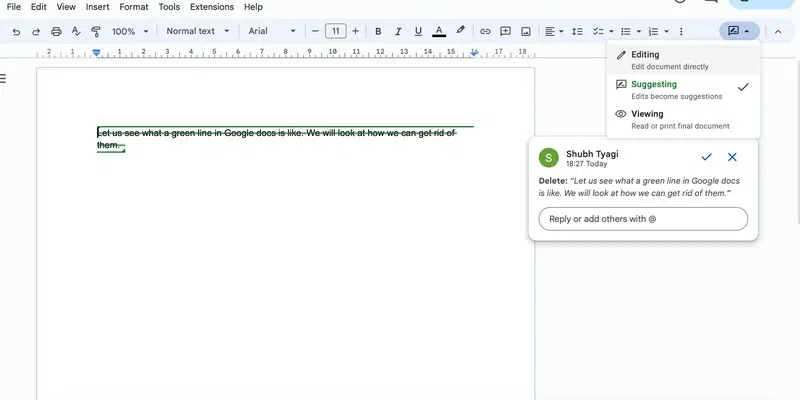 How To Remove Green Line In Google Docs