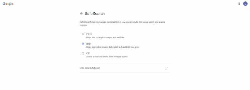 Turn Off SafeSearch