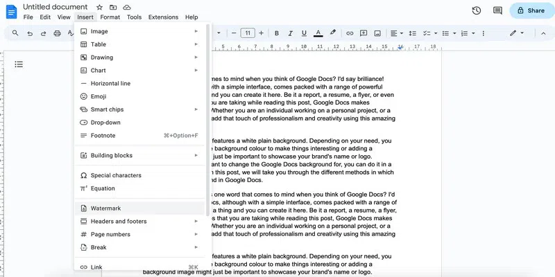 How to Add a Background in Google Docs - GeeksforGeeks