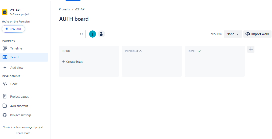 6. Kanban board is created