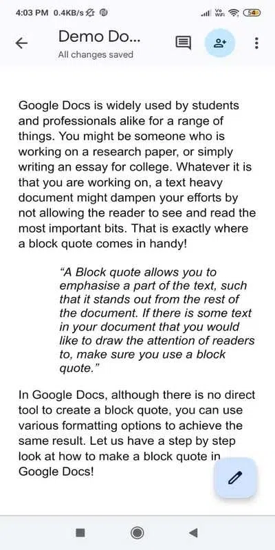 How to Make Block Quote In Google Docs - GeeksforGeeks