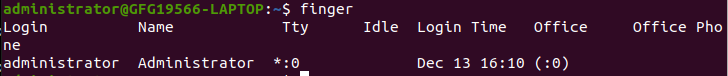 Using `finger` Command to List Current Logged-in Users in Linux