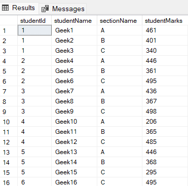 studentsSectionWise-Table