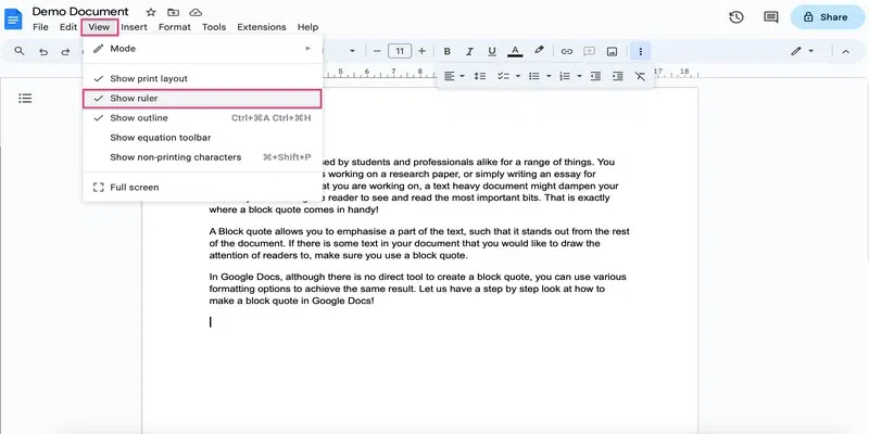 How to Make Block Quote In Google Docs - GeeksforGeeks