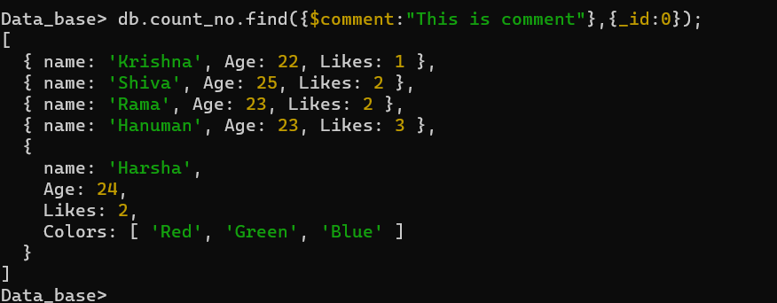 comment operator example