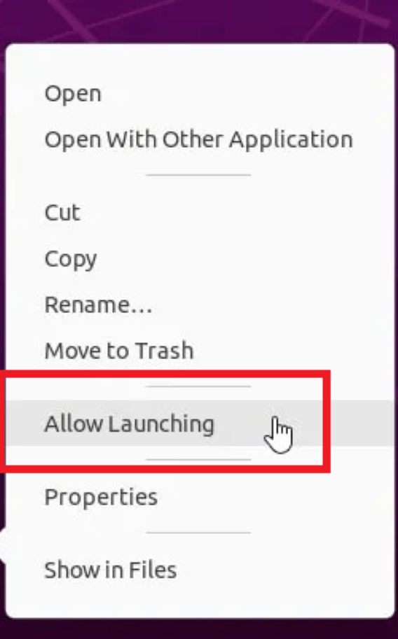 Allow Launching Icon