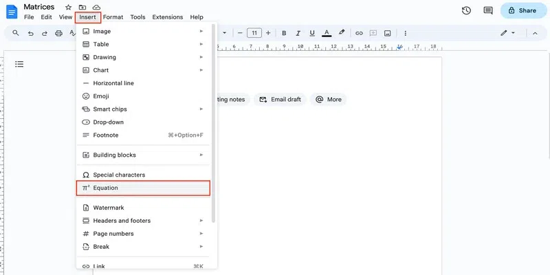 How To Insert Matrix In Google Docs - GeeksforGeeks