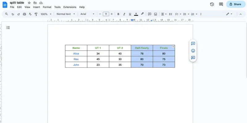 how-to-split-table-in-google-docs-geeksforgeeks