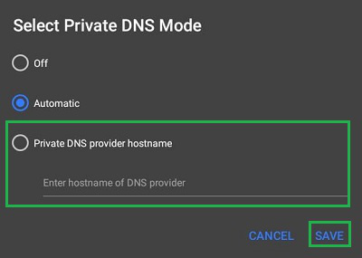 Enable Private DNS on Android