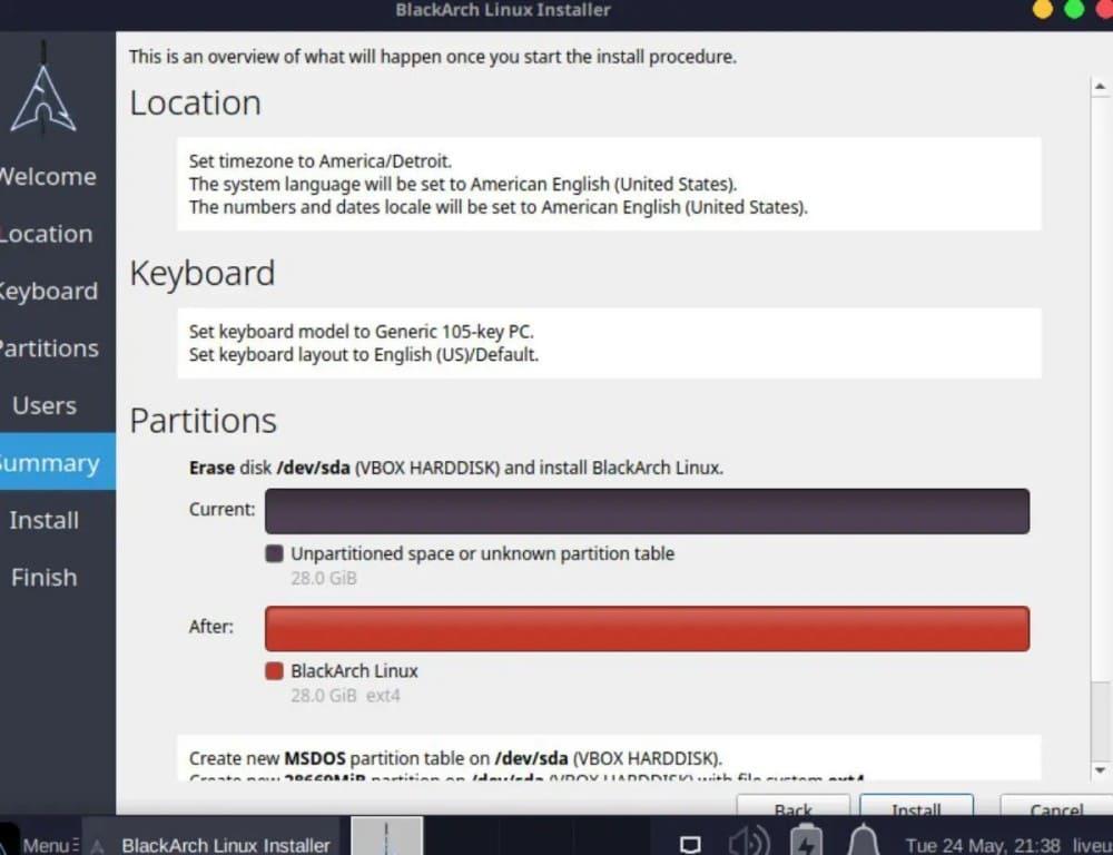 Summary of the installation process