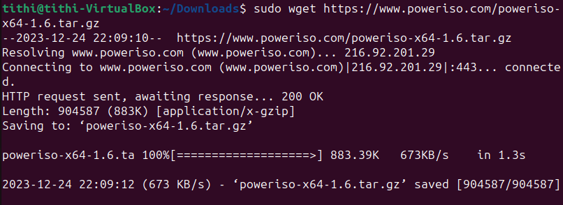 Installing poweriso-x64 using the link