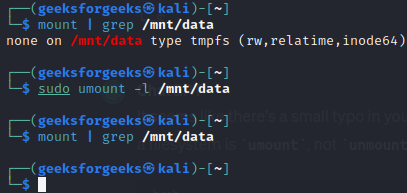 Forcing Unmount using -l Option