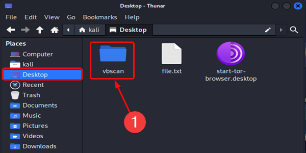 Opening vbscan directory