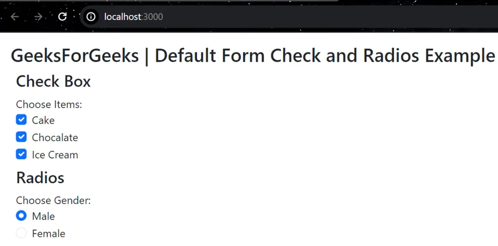 React Bootstrap Form Check and Radios - GeeksforGeeks