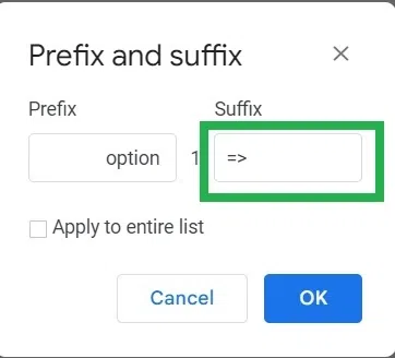 how-to-add-prefix-or-suffix-to-list-Google-docs-using-menubar-pic7