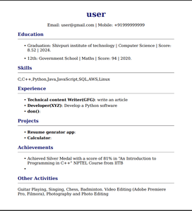 Resume Generator App Using Python - GeeksforGeeks