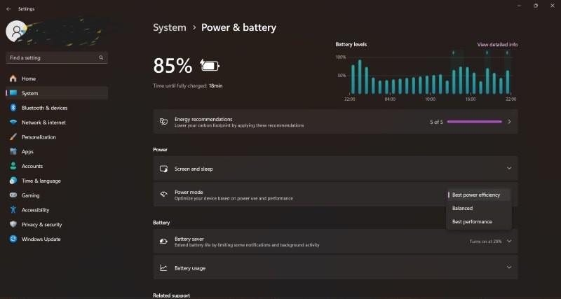 Change Power Settings