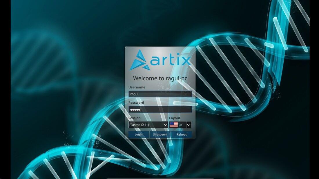 Login into Artix Linux