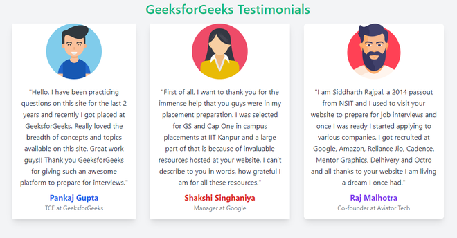 Design a Testimonial Page using Tailwind CSS - GeeksforGeeks
