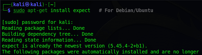 Installing expect Package