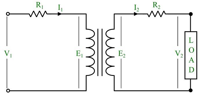 Transformer-on-Load-with-Winding-Resistances-but-No-Leakage-Reactances