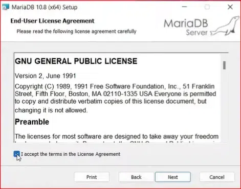 License Agreement Page