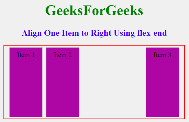 How to Align One Item to the Right using CSS Flexbox ? - GeeksforGeeks