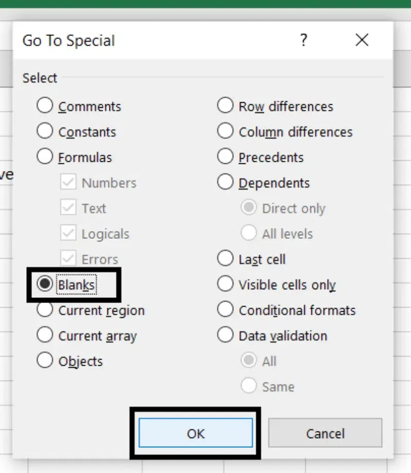 Select "Blanks" and Click on "Ok" Button