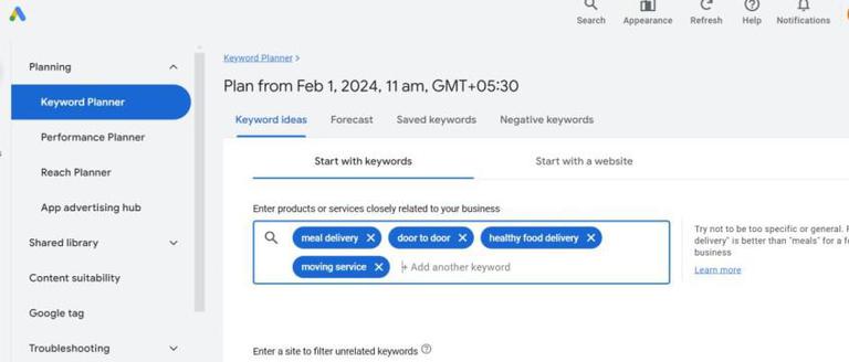 Google Keyword Planner - GeeksforGeeks
