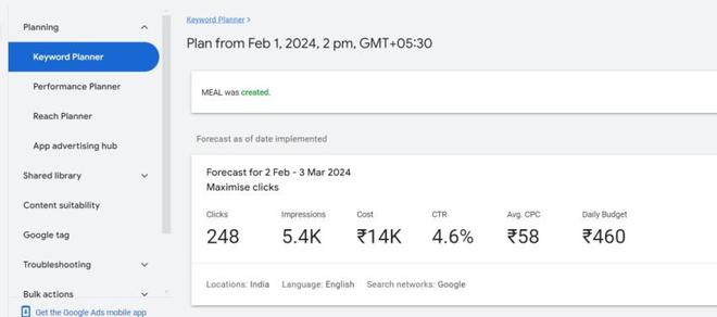 Google Keyword Planner - GeeksforGeeks