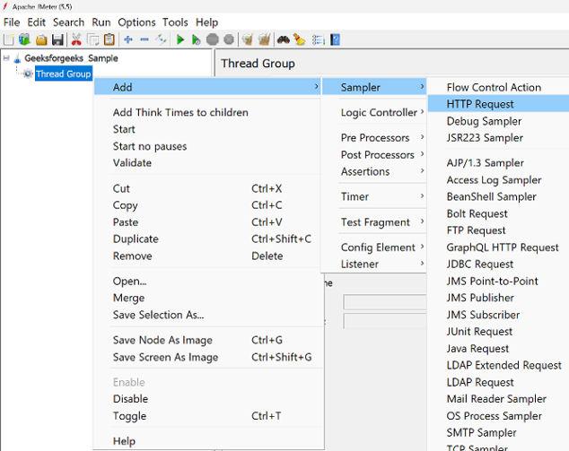 Adding HTTP Request Sampler