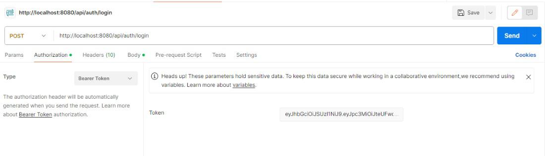 Token added int Authorization