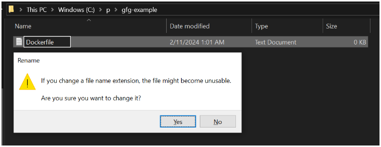 Prompt to change the file extension