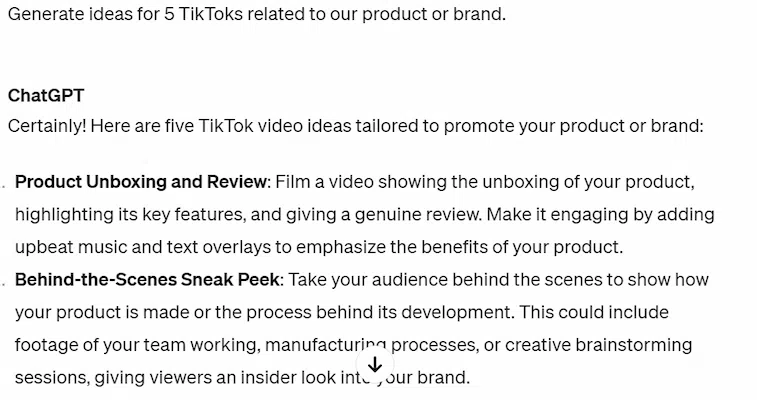 ideas for 5 TikToks