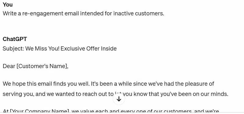 re-engagement email intended