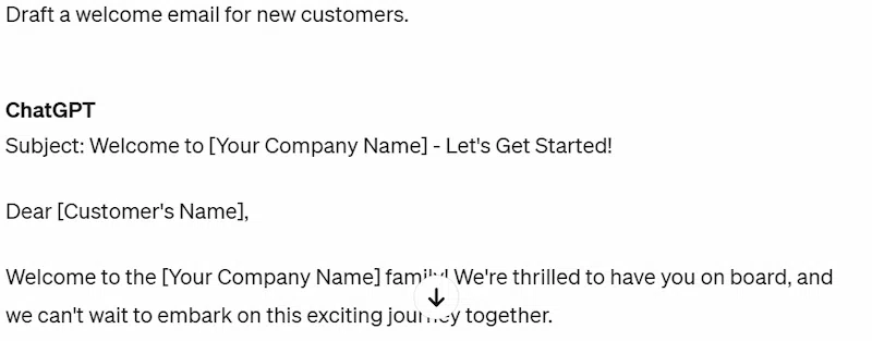 welcome email