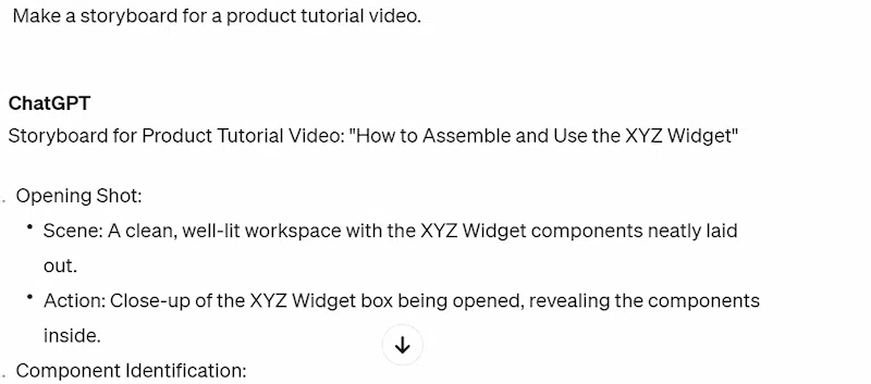 storyboard for a product tutorial video