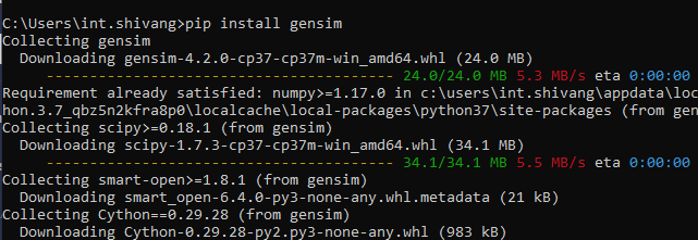 pip show gensim