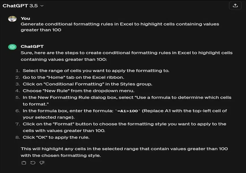 formatting rules in Excel