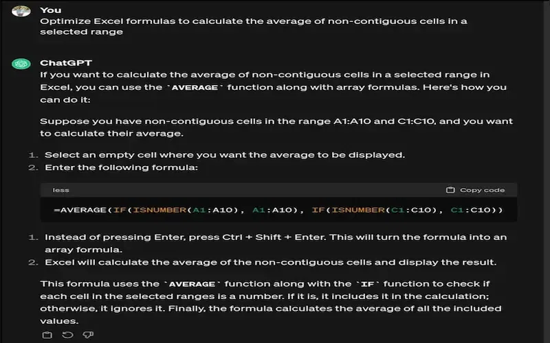 non-contiguous cells in a selected range