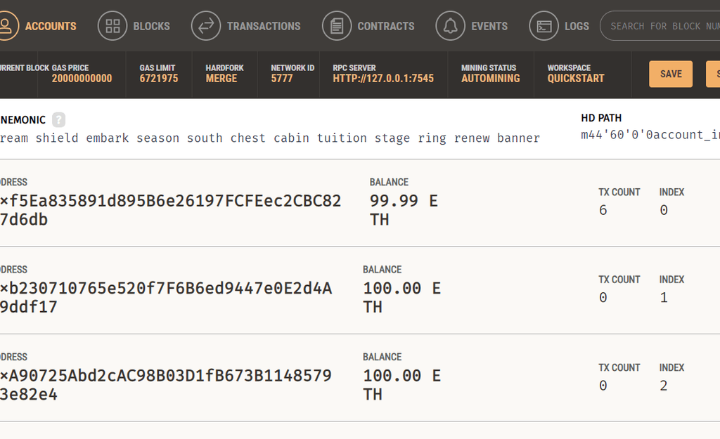 Starting Etherium Blockchain Instance