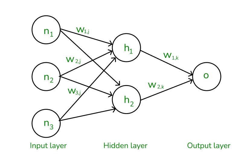 The forward pass using weights and biases