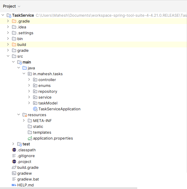 TaskServiceFileStructure