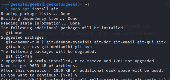 installing git in kali linux