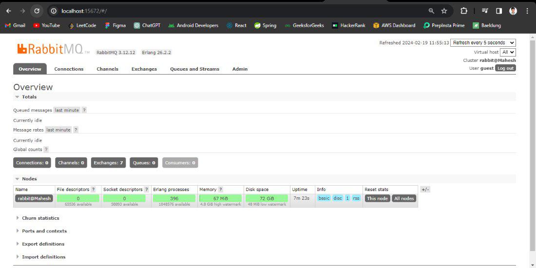 RabbitMQ Dashboard