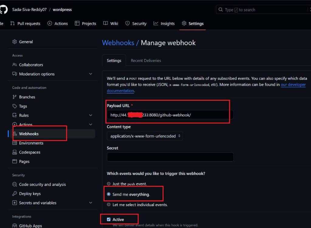 webhook configuration