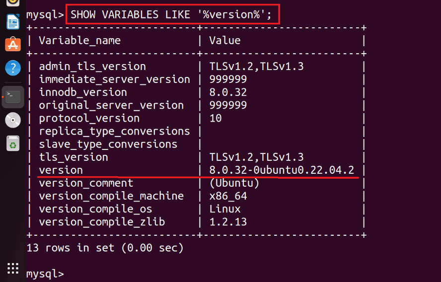 Using SHOW VARIABLES LIKE Statement