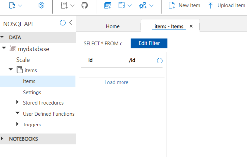 Choosing Option of created database