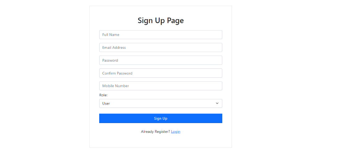 Sign Up Page