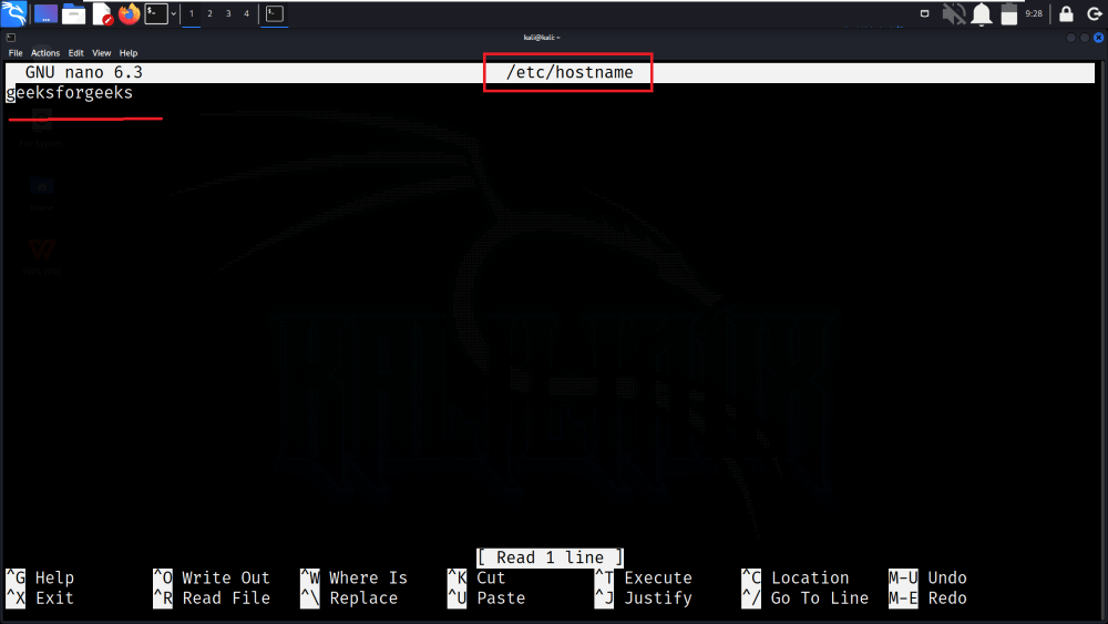 Edit /etc/hostname